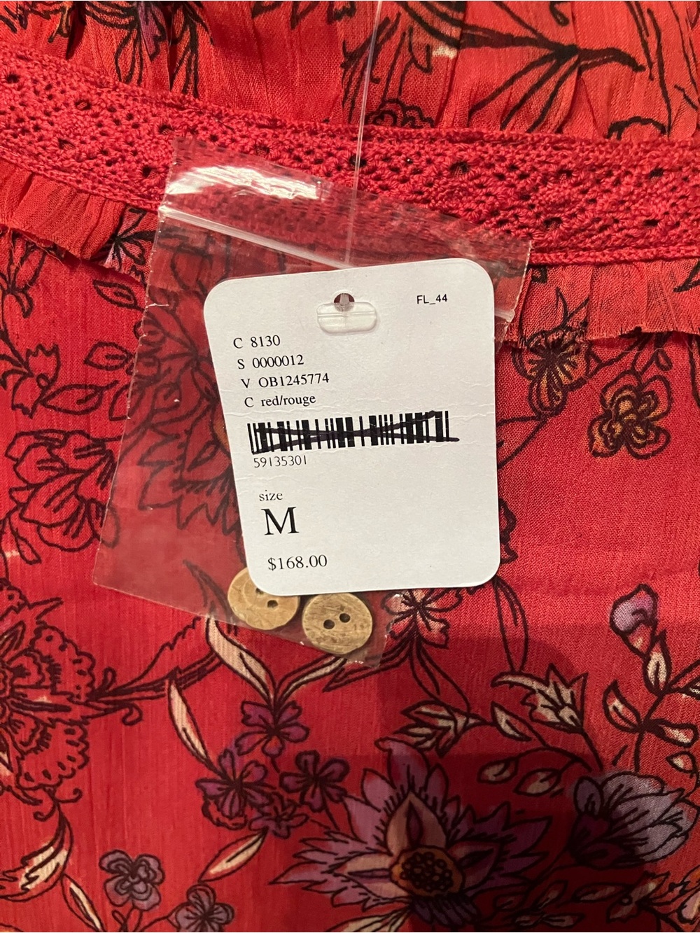 NWT Free People “Cassis” Boho Red Floral Tiered Maxi Dress with Tie Waist - Picture 8 of 14